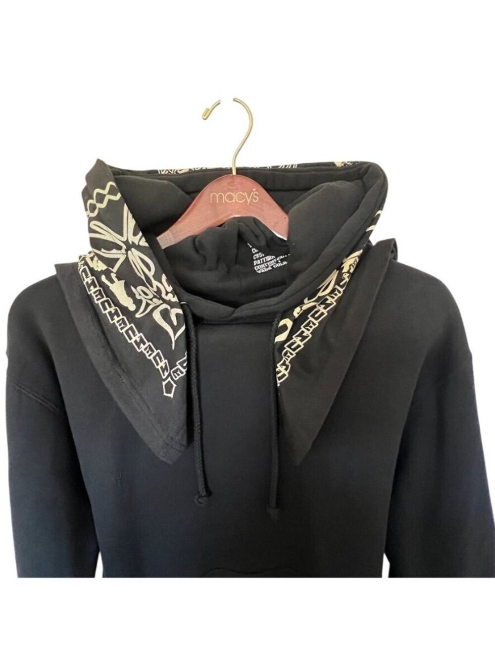 Hue Arcadia Black Bandana Hood Graphic Babushka Hoodie Y2K Skate Punk Streetwear - Picture 4 of 15